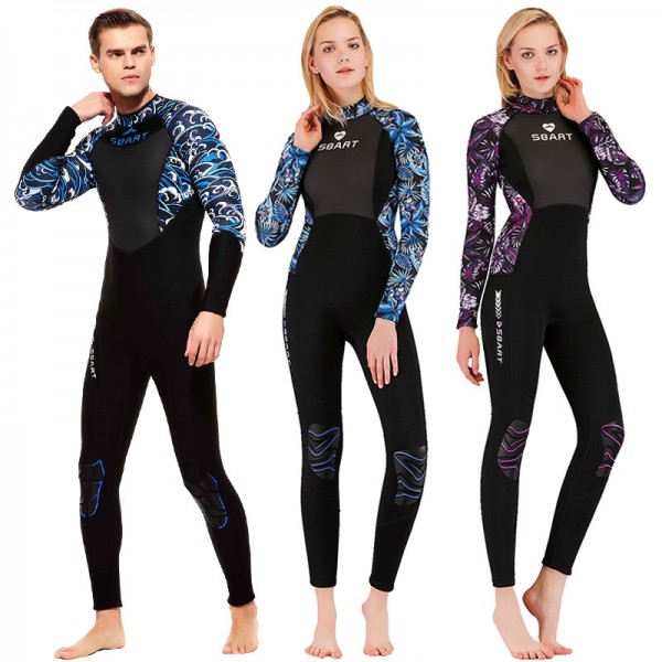 3MM Neoprene Womens Mens Wetsuits Print Sleeves Diving Fullsuit