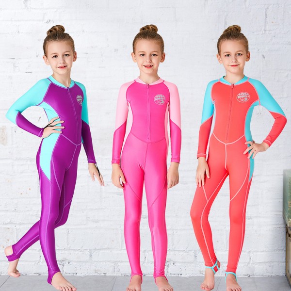 Girls' Rash Guard Dive Skin Suit SPF30 Quick Dry Full Body Swimwear