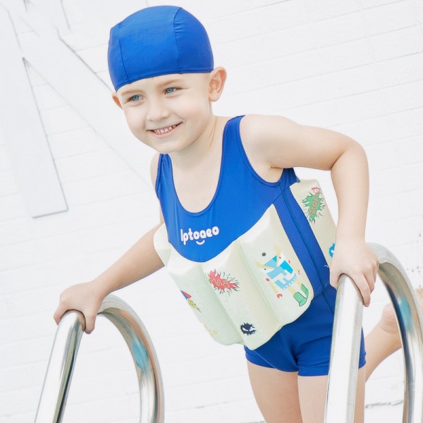 Toddler Swmming Floatsuit Blue Swimwear with Arm Floaties