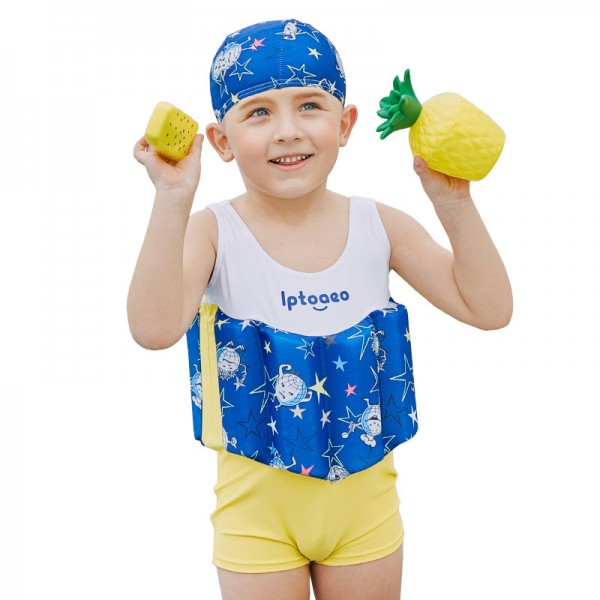Toddler Swmming Floatsuit White Swimwear with Arm Floaties