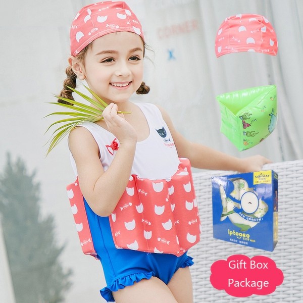 Kids Cat Swimwear Float Suit with Arm Floaties for Toddlers & Infant
