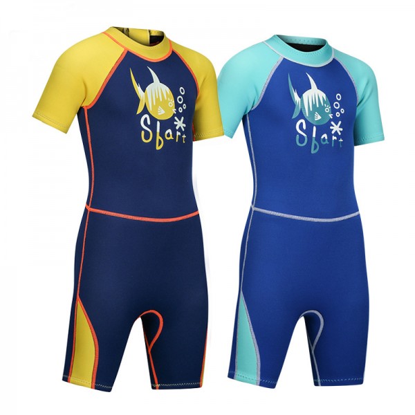 Shorty Wetsuit 2MM Short Sleeves SCR Neoprene Springsuit for Kids