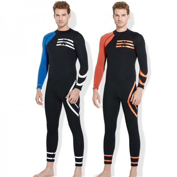 3MM Neoprene Men's Keep Warm Fullsuit Diving Suit Back Zipper Closure Wetsuit