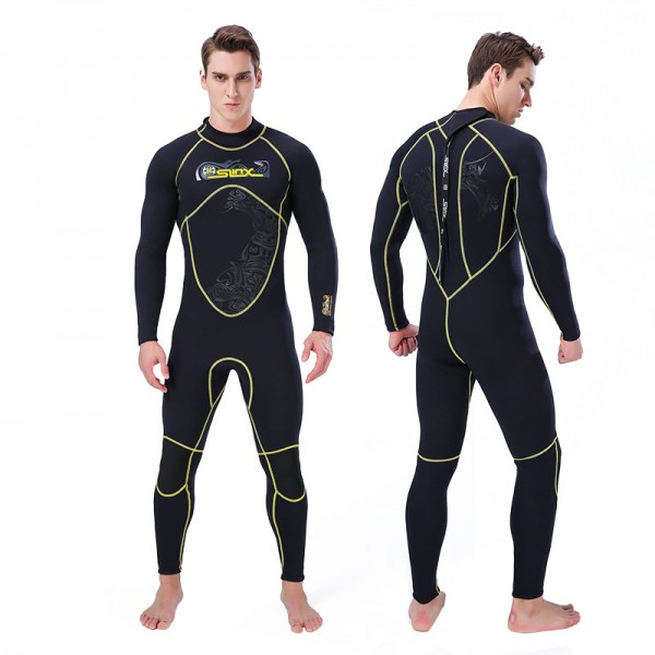 3MM Neoprene Men's Fullsuit Back Zipper Closure Keep Warm Wetsuit Dive Suit