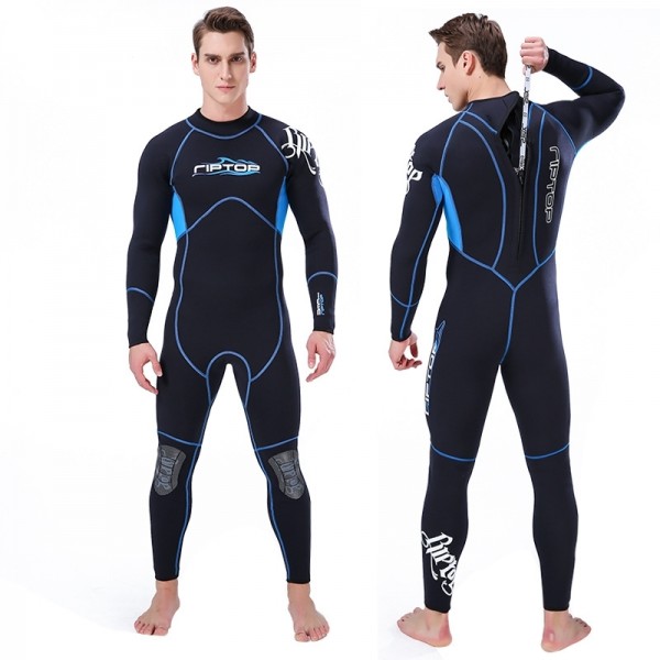3MM Neoprene Men's Diving Suit Wetsuit Back Zipper Closure Keep Warm Rash Guard Fullsuit