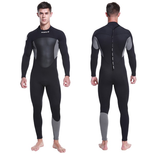 1.5MM Neoprene Men's Wetsuit Keep Warm Rash Guard Diving Suit Back Drawstring Zipper Fullsuit