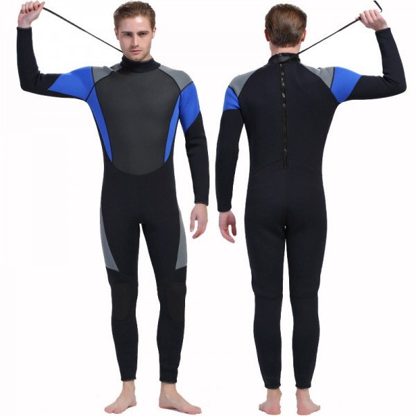 Men's 3MM Neoprene Wetsuit Rash Guard Diving Suit Warm Back Zipper Fullsuit