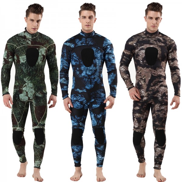 3MM SCR Neoprene Men's Warm Camouflage Wetsuit Diving Suit Fullsuit Swimwear