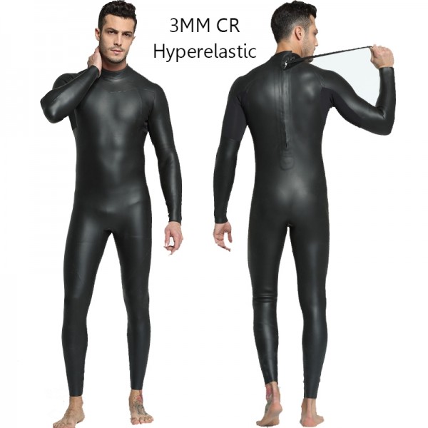 Men's Triathlon Wetsuit Diving Suit 3MM SCR Neoprene Rash Guard Jumpsuit Fullsuit