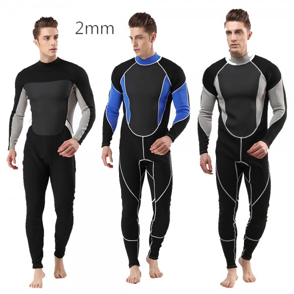 2MM SCR Neoprene Men's Wetsuit Warm Rash Guard Back Zip Dive Suit Swimwear