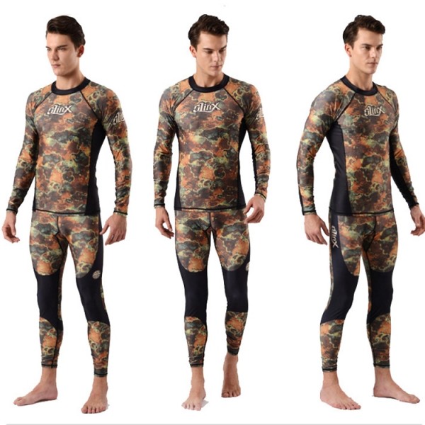 Two Pieces Rash Guard Lycra Wetsuit For Men Quick Qry Swim Dive Fullsuit
