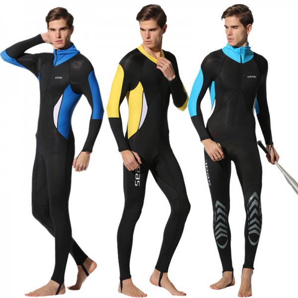 Men Rash Guard Hooded Fullsuit Diving Skin Suit Quick Dry Bodysuit
