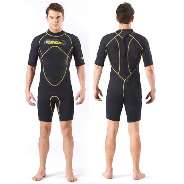 3MM SCR Neoprene Shorty Springsuit Backzip Warm Wetsuit Rash Guard Swimwear