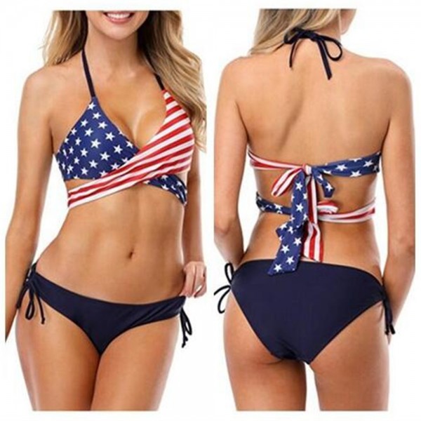 US National Flag Halter Neck Bikini