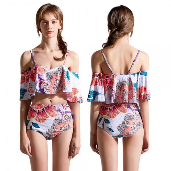High Waist Two Piece Swimsuit Womens Bathing Suit Set
