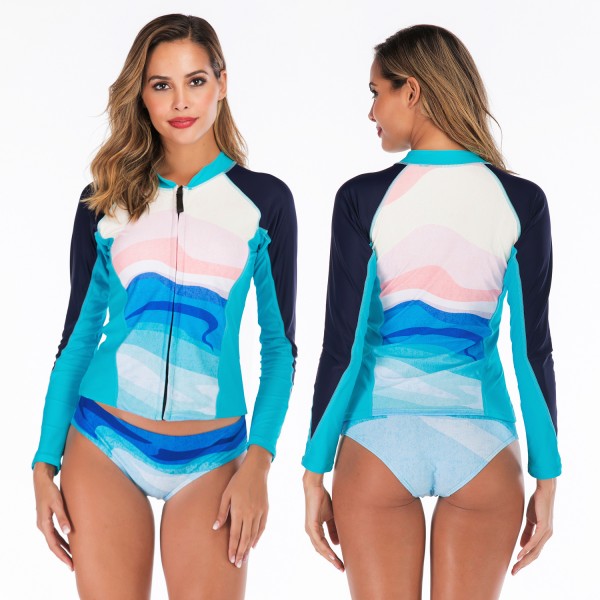 Two Piece Tankinis For Women Swimwear Rash Guard With Long Sleeves