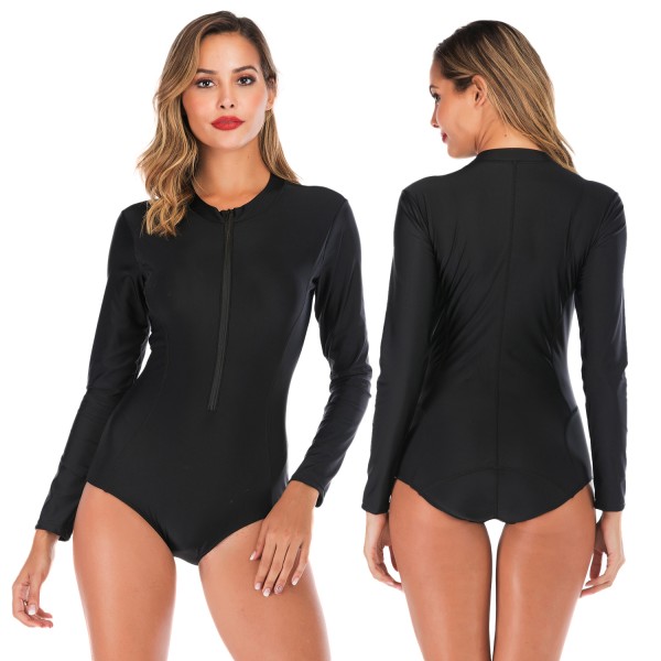 Black Two Piece Swimsuit Womens Bathing Suit With Long Sleeves