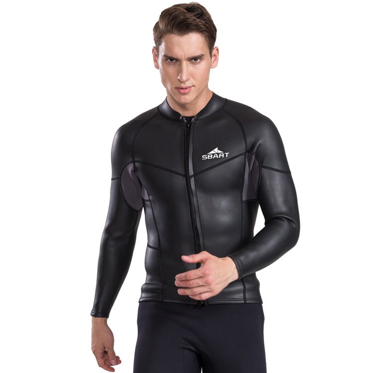 GoldFin Men’s Wetsuit Top Jacket 2mm Neoprene Jacket Long Sleeve Front Zip Wetsuit Shirt for Diving Surfing Snorkeling Rafting Swimming,SW021 