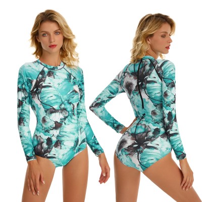 Sexy Surf Rashguard Long Sleeve Swimwear Women One Piece Swimsuit
